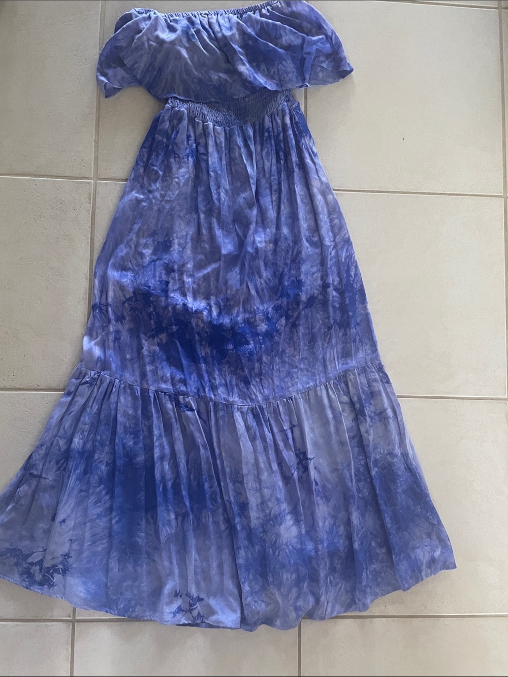 FAVLUX Blue Tie-Dye Maxi Dress
